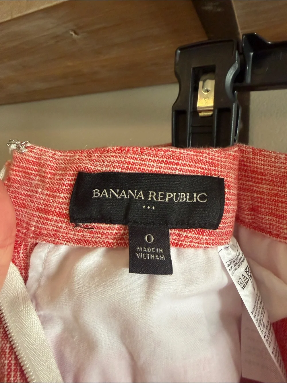 Banana Republic Women's Striped Red High-Waist Button Detail Linen Pants Size 0